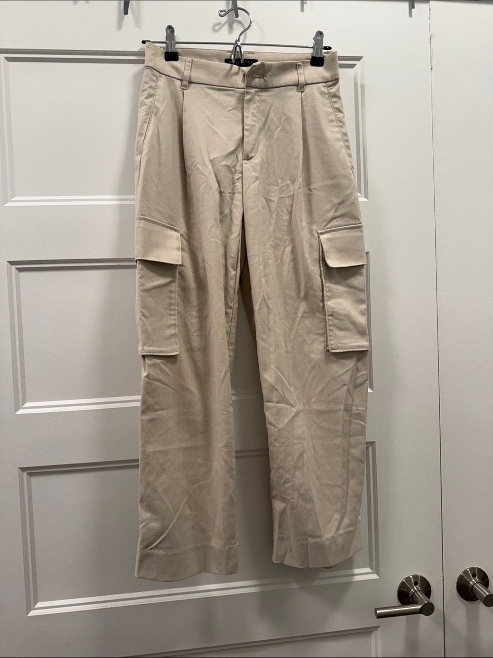 Banana Republic Beige Wide-Leg Cargo Trousers